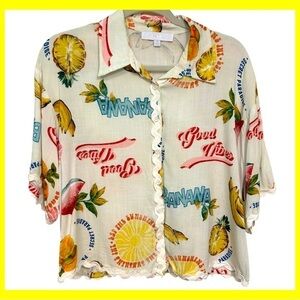 Modern Tropical Camp Style SUGARLIPS Button Front Shirt